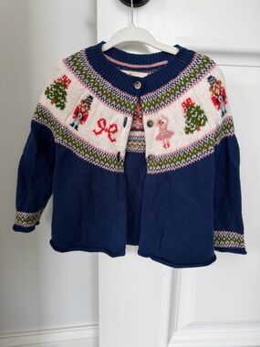 Baby Boden Navy Fair Isle Nutcracker Holiday Cardigan, Size 12-18 months